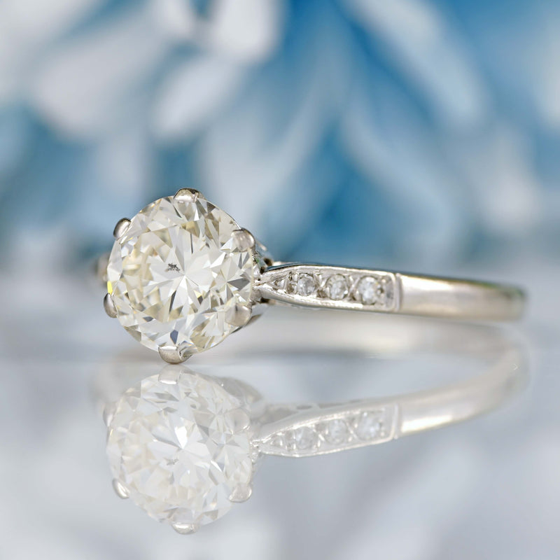 Ellibelle Jewellery Art Deco Diamond Platinum Solitaire Engagement Ring (1.43cts)