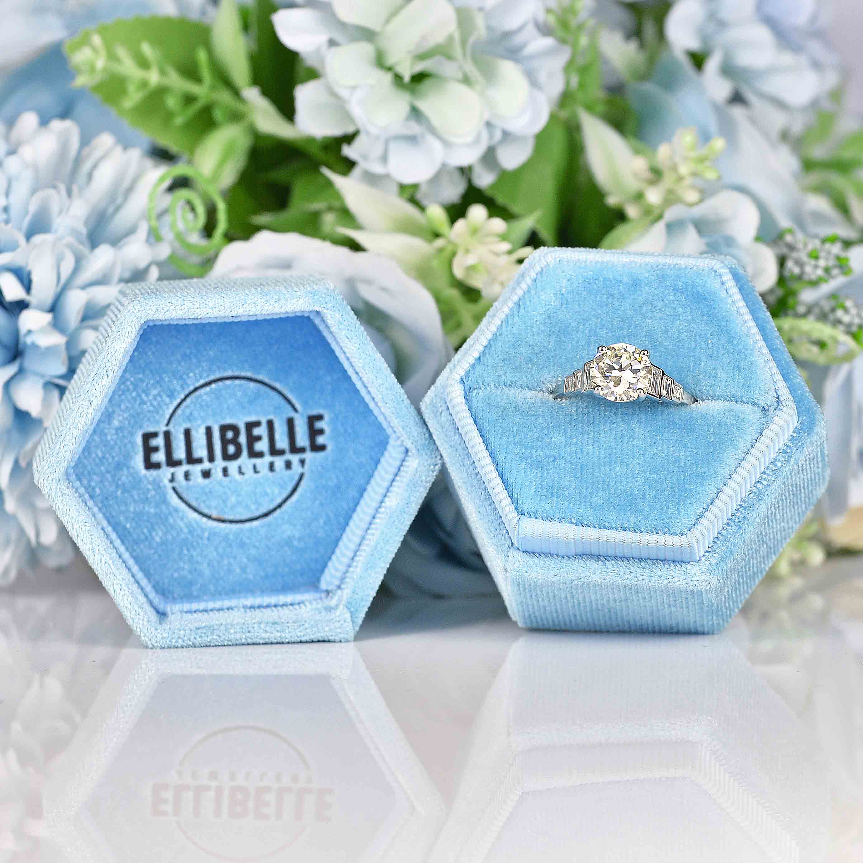 Ellibelle Jewellery Art Deco Diamond & Platinum Solitaire Engagement Ring (1.85ct)