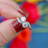 Ellibelle Jewellery Art Deco Diamond Platinum Toi et Moi Crossover Engagement Ring