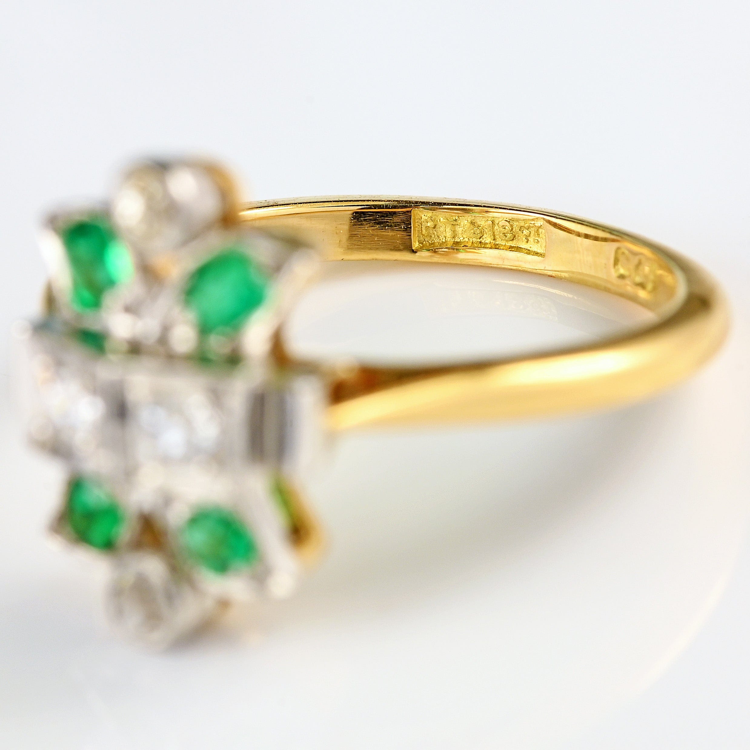 Ellibelle Jewellery Art Deco Emerald & Diamond 18ct Gold Ring By Cropp and Farr