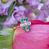 Ellibelle Jewellery Art Deco Emerald & Diamond 18ct Gold Ring By Cropp and Farr