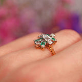 Ellibelle Jewellery Art Deco Emerald & Diamond 18ct Gold Ring By Cropp and Farr