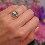 Ellibelle Jewellery Art Deco Emerald & Diamond 18ct Gold Ring By Cropp and Farr