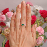 Ellibelle Jewellery Art Deco Emerald & Diamond 18ct Gold Three-Stone Trilogy Engagement Ring (0.65cts)