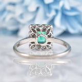 Ellibelle Jewellery Art Deco Emerald & Diamond Platinum Engagement Ring