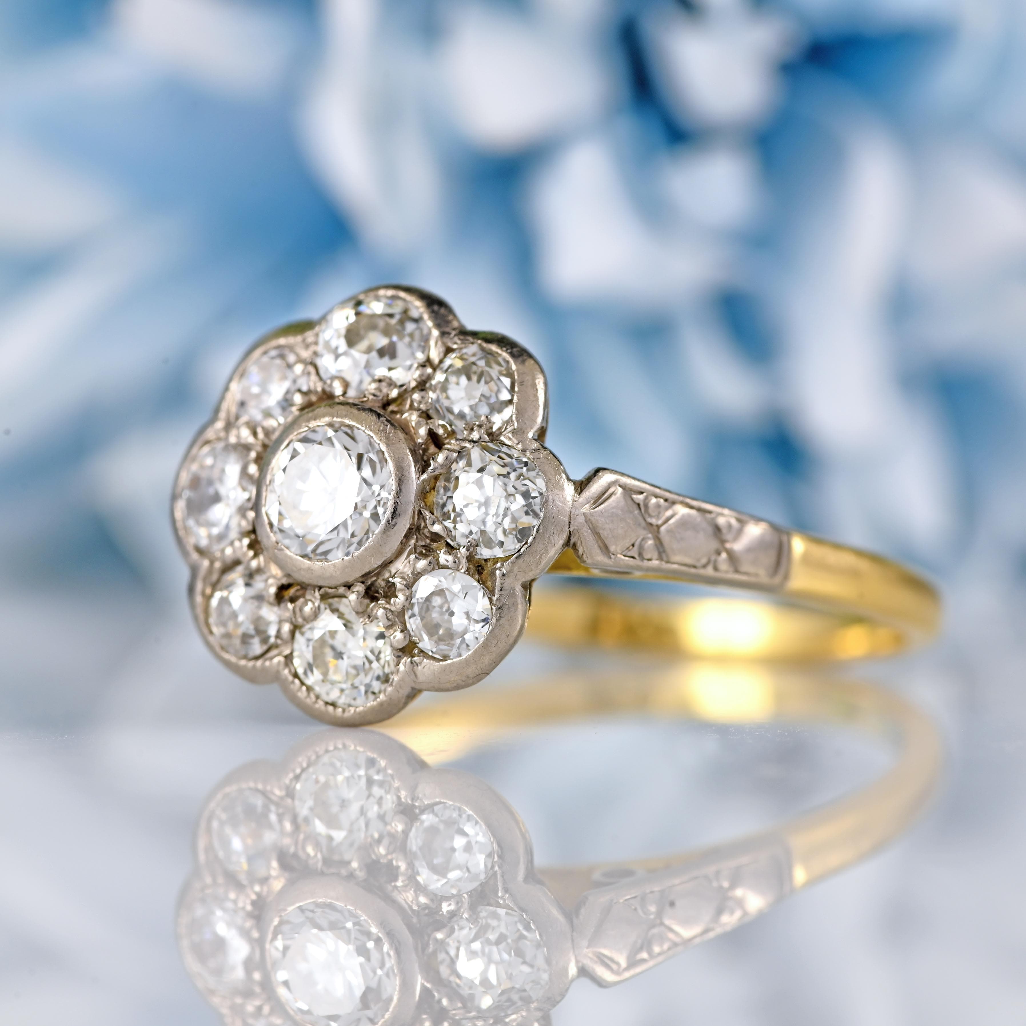 Art Deco Ring Antique Cluster Engagement Ring Vintage Art Deco