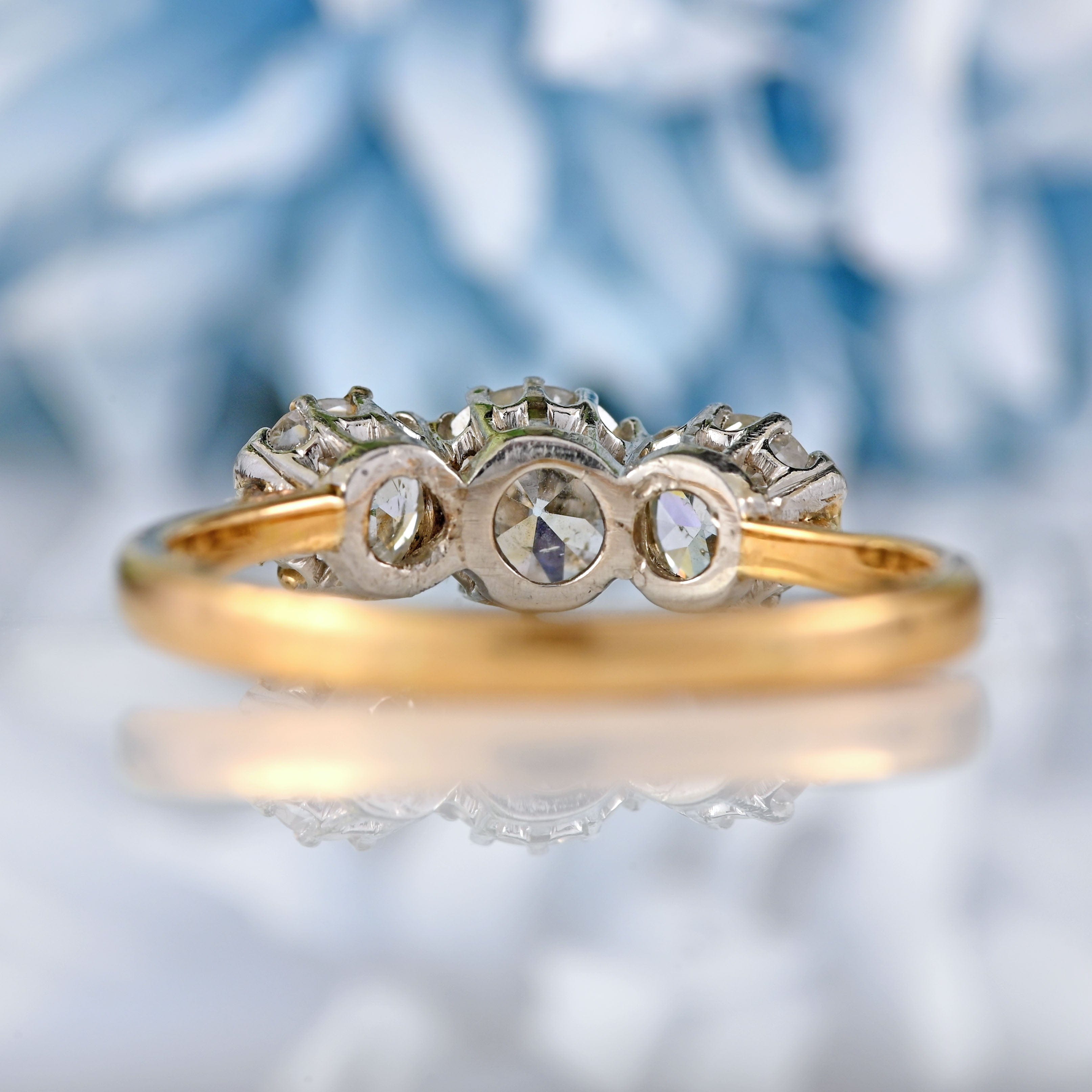 Ellibelle Jewellery Art Deco Old European-Cut Diamond 18ct Gold Three-Stone Engagement Ring (1.20cts)