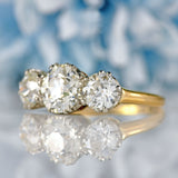 Ellibelle Jewellery Art Deco Old European-Cut Diamond 18ct Gold Three-Stone Engagement Ring (2.87cts)