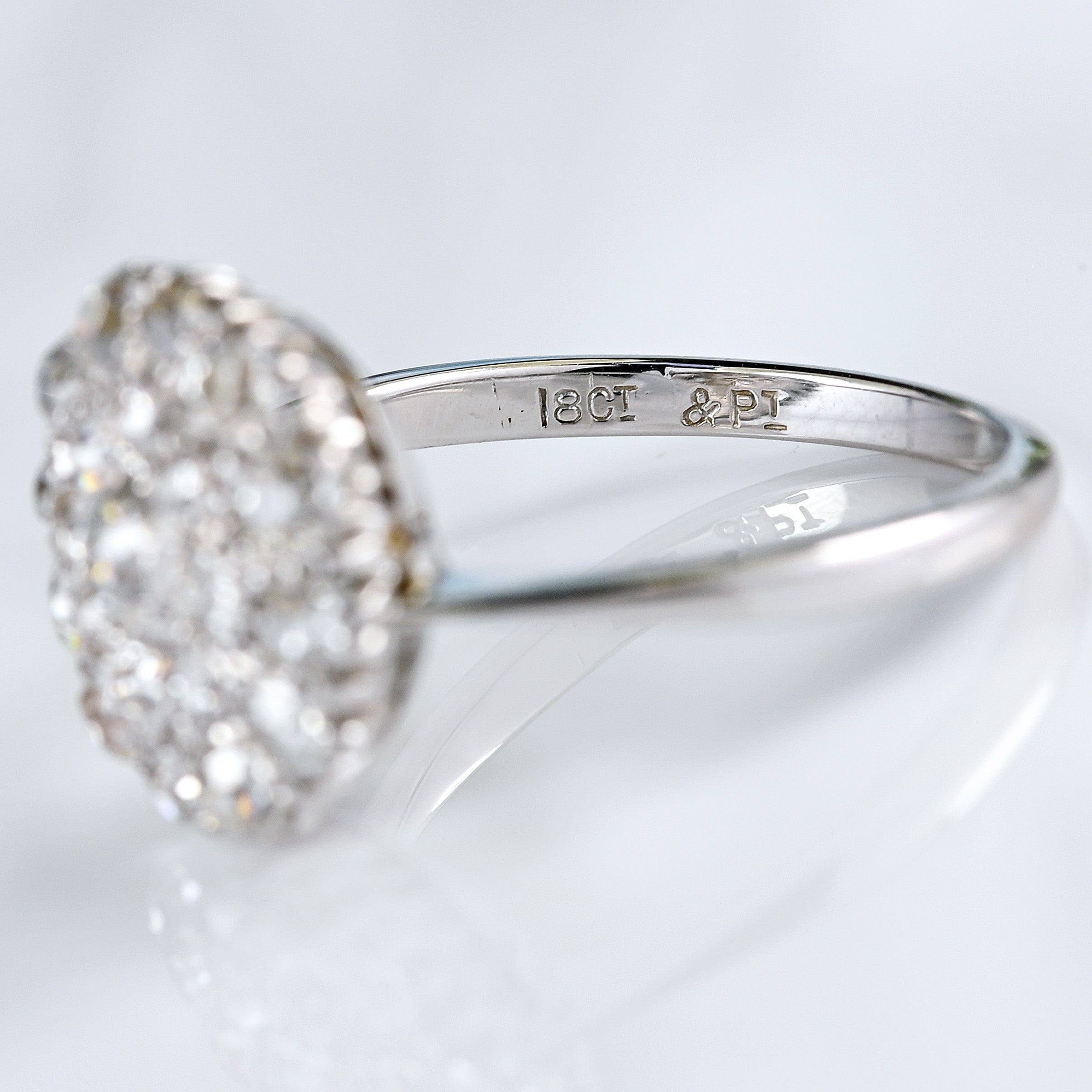 Ellibelle Jewellery Art Deco Old European-Cut Diamond 18ct White Gold Platinum Cluster Ring (1.00ct)