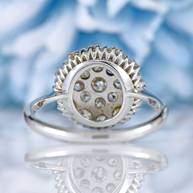 Ellibelle Jewellery Art Deco Old European-Cut Diamond 18ct White Gold Platinum Cluster Ring (1.00ct)