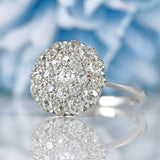 Ellibelle Jewellery Art Deco Old European-Cut Diamond 18ct White Gold Platinum Cluster Ring (1.00ct)