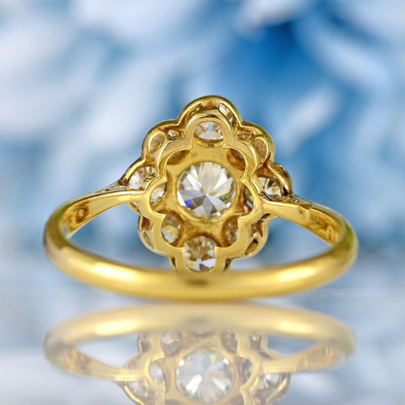 Ellibelle Jewellery Art Deco Old-European Diamond 18ct Gold & Platinum Cluster Ring