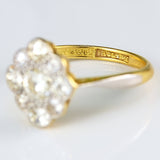 Ellibelle Jewellery Art Deco Old-European Diamond 18ct Gold & Platinum Cluster Ring