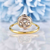 Ellibelle Jewellery Art Deco Old Mine Cut Diamond Gold Daisy Cluster Ring (0.94cts)