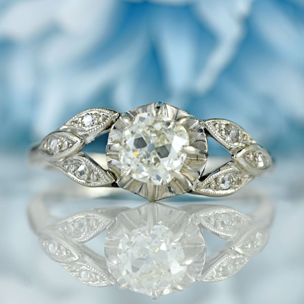 Ellibelle Jewellery Art Deco Old Mine Cut Diamond Platinum Engagement Ring (0.73cts)