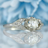 Ellibelle Jewellery Art Deco Old Mine Cut Diamond Platinum Engagement Ring (0.73cts)