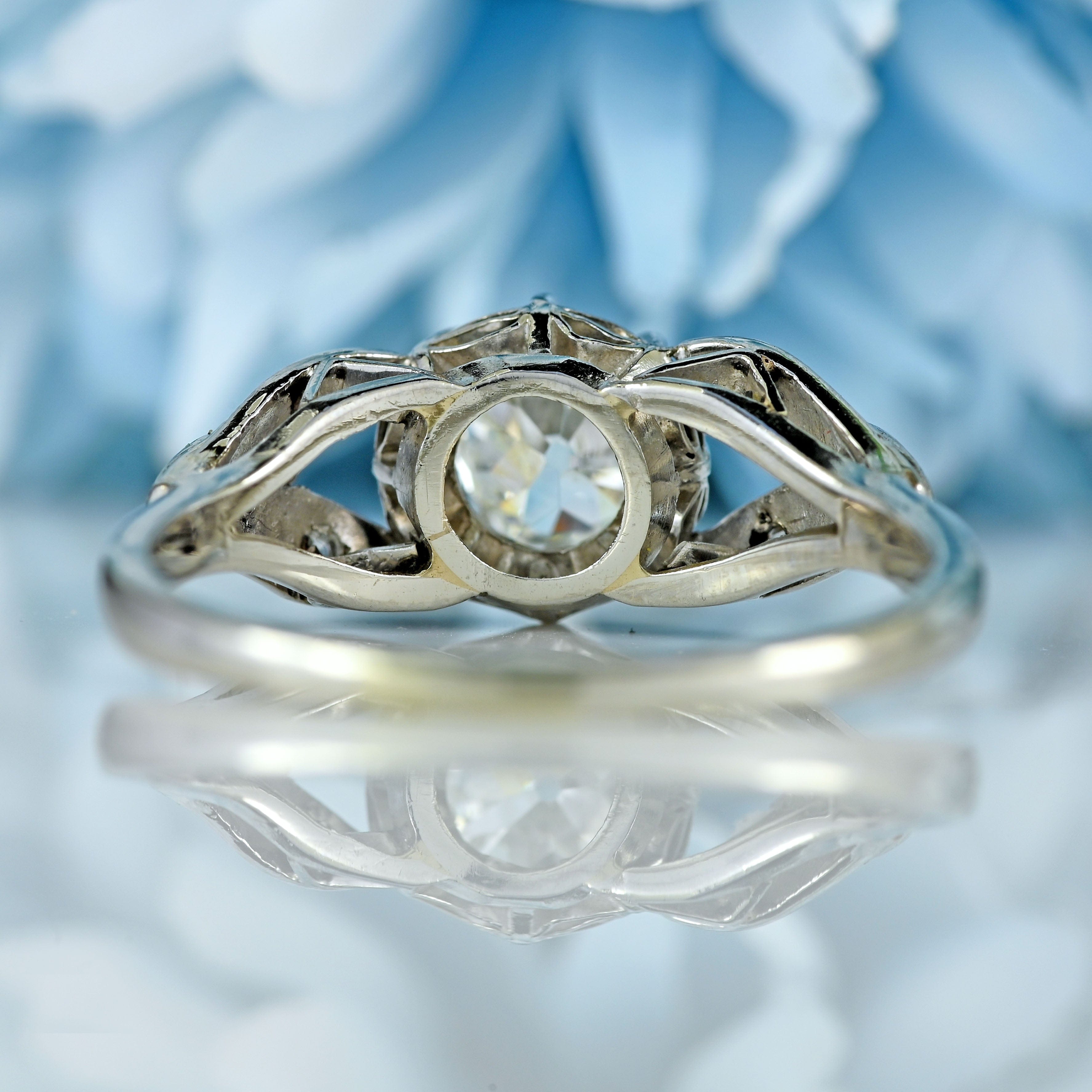 Ellibelle Jewellery Art Deco Old Mine Cut Diamond Platinum Engagement Ring (0.73cts)