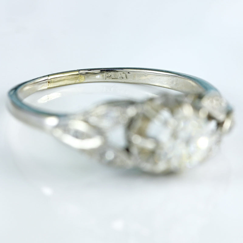 Ellibelle Jewellery Art Deco Old Mine Cut Diamond Platinum Engagement Ring (0.73cts)