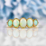 Ellibelle Jewellery Art Deco Opal 18ct Gold Five-Stone Bezel Ring