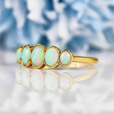 Ellibelle Jewellery Art Deco Opal 18ct Gold Five-Stone Bezel Ring