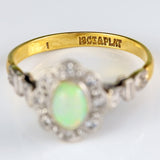 Ellibelle Jewellery Art Deco Opal & Diamond 18ct Gold Platinum Cluster Ring