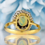 Ellibelle Jewellery Art Deco Opal & Diamond 18ct Gold Platinum Cluster Ring