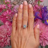 Ellibelle Jewellery Art Deco Opal & Diamond 18ct Gold Platinum Cluster Ring