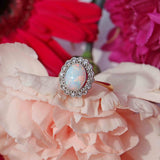 Ellibelle Jewellery Art Deco Opal & Diamond 18ct Gold Platinum Cluster Ring