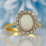 Ellibelle Jewellery Art Deco Opal & Diamond 18ct Gold Platinum Cluster Ring