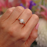 Ellibelle Jewellery Art Deco Opal & Diamond 18ct Gold Platinum Three-Stone Bezel Ring