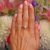 Ellibelle Jewellery Art Deco Opal & Diamond 18ct Gold Platinum Three-Stone Bezel Ring