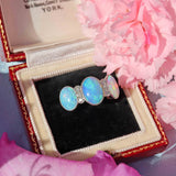 Ellibelle Jewellery Art Deco Opal & Diamond 18ct White Gold Platinum Ring