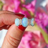 Ellibelle Jewellery Art Deco Opal & Diamond 18ct White Gold Platinum Ring