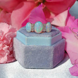 Ellibelle Jewellery Art Deco Opal & Diamond 18ct White Gold Platinum Ring