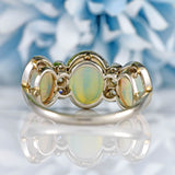Ellibelle Jewellery Art Deco Opal & Diamond 18ct White Gold Platinum Ring