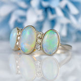Ellibelle Jewellery Art Deco Opal & Diamond 18ct White Gold Platinum Ring