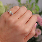 Ellibelle Jewellery Art Deco Opal & Diamond Three-Stone Engagement Ring