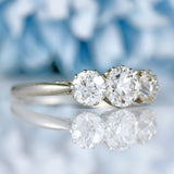 Ellibelle Jewellery Art Deco Platinum Old-European Cut Diamond Three-Stone Engagement Ring (1.65cts)