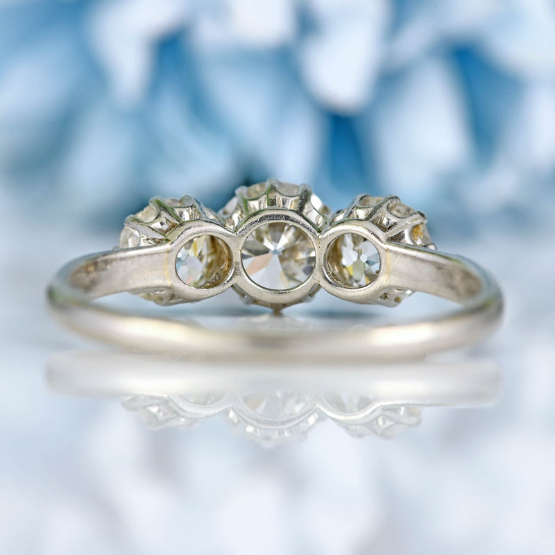 Ellibelle Jewellery Art Deco Platinum Old-European Cut Diamond Three-Stone Engagement Ring (1.65cts)