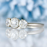 Ellibelle Jewellery Art Deco Platinum Old-European Cut Diamond Three-Stone Engagement Ring (1.65cts)