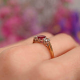 Ellibelle Jewellery Art Deco Ruby & Diamond 18ct Gold Platinum Three-Stone Ring by Asprey Co
