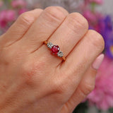 Ellibelle Jewellery Art Deco Ruby & Diamond 18ct Gold Platinum Three-Stone Ring by Asprey Co