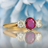 Ellibelle Jewellery Art Deco Ruby & Diamond 18ct Gold Platinum Three-Stone Ring by Asprey Co
