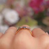 Ellibelle Jewellery Art Deco Sapphire & Diamond 18ct Gold Five-Stone Bezel Ring