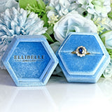 Ellibelle Jewellery Art Deco Sapphire & Diamond 18ct Gold Platinum Cluster Engagement Ring