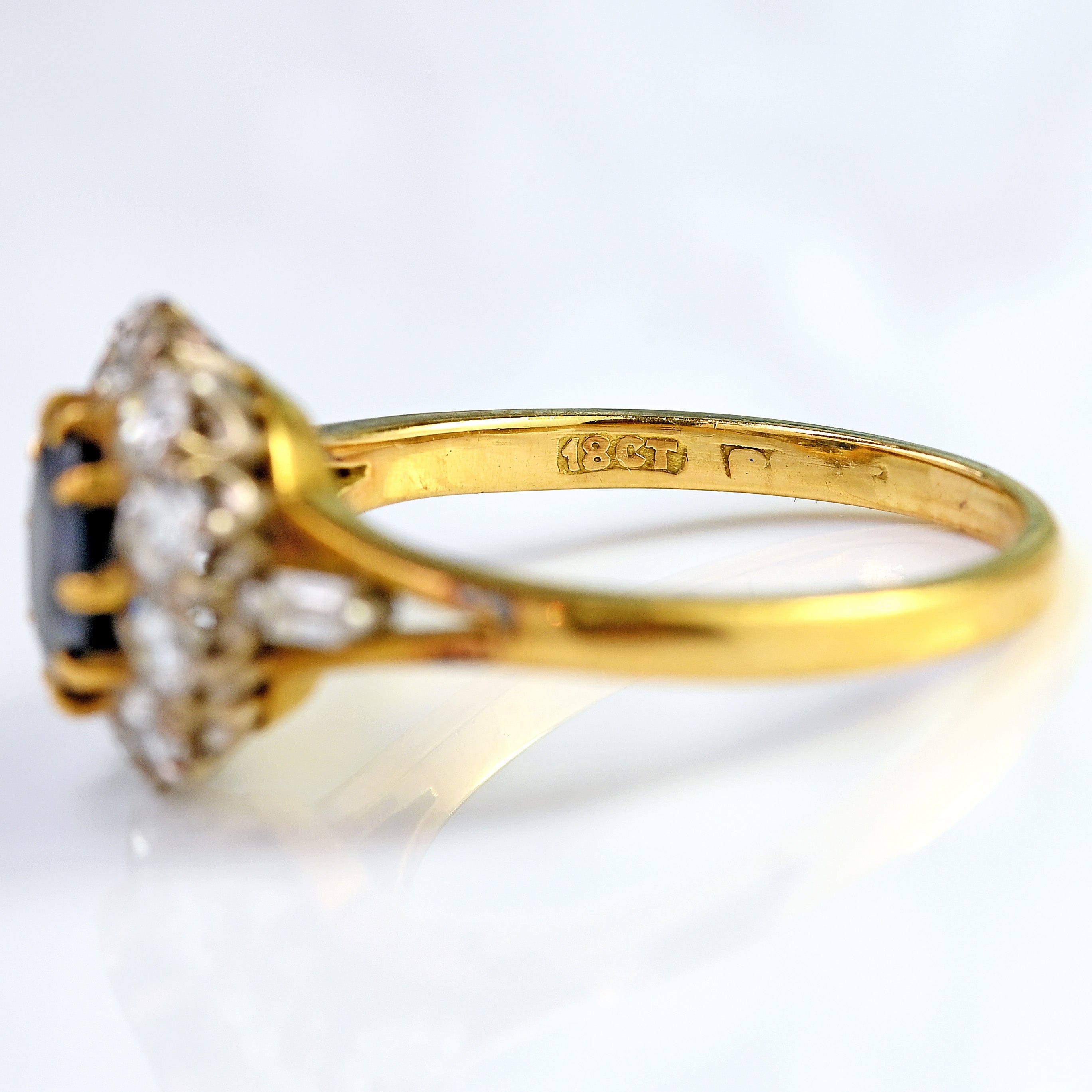 Ellibelle Jewellery Art Deco Sapphire & Diamond 18ct Gold Platinum Cluster Engagement Ring