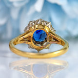 Ellibelle Jewellery Art Deco Sapphire & Diamond 18ct Gold Platinum Cluster Engagement Ring