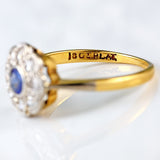 Ellibelle Jewellery Art Deco Sapphire & Diamond 18ct Gold Platinum Daisy Cluster Ring