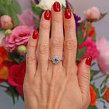 Ellibelle Jewellery Art Deco Sapphire & Diamond 18ct Gold Platinum Daisy Cluster Ring