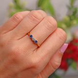 Ellibelle Jewellery Art Deco Sapphire & Diamond 18ct Gold Platinum Three-Stone Ring